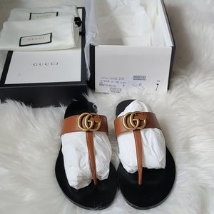 Gucci Marmont Thong Sandle- RARE Color - Cognac